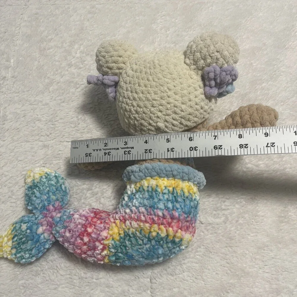 Sandy Beach Multicolor Mermaid - Crochet Stuffed Yarn Plushie - Handmade NWOT - Picture 9 of 9